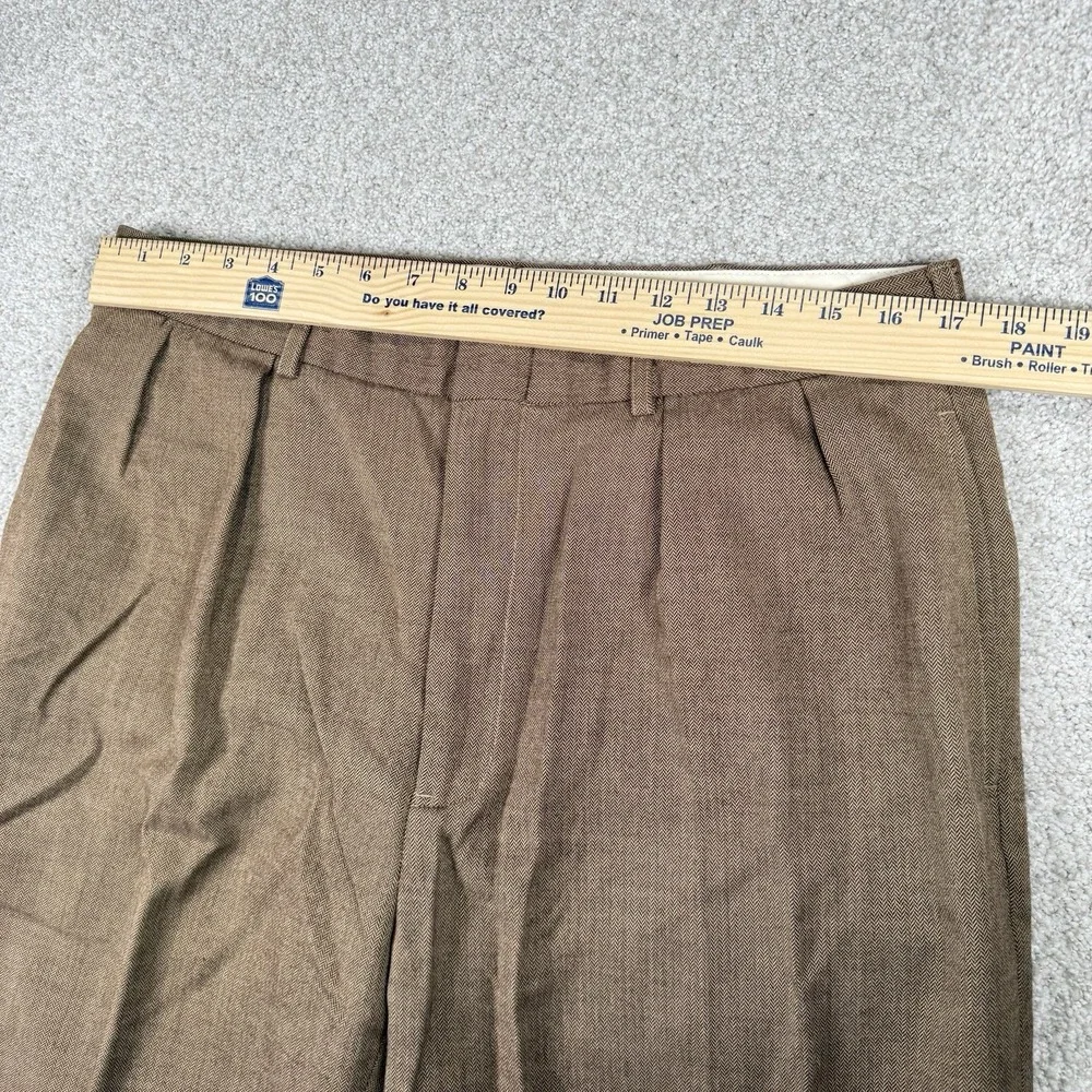 Vintage Polo Ralph Lauren Pleated Pants‎ 34x28 Herringbone Beige Tan
